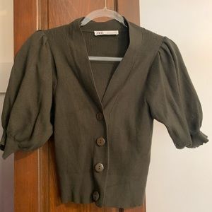 Olive green Zara cardigan